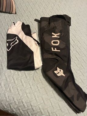 Fox Kids Black and White Motocross Pants and Jersey